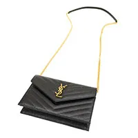 YSL 金扣黑色信封包